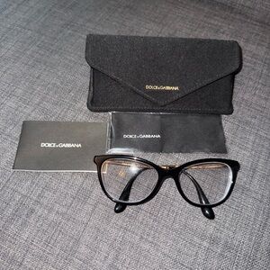 Dolce & Gabbana Women's Black and Gold cat eye eyeglasses
